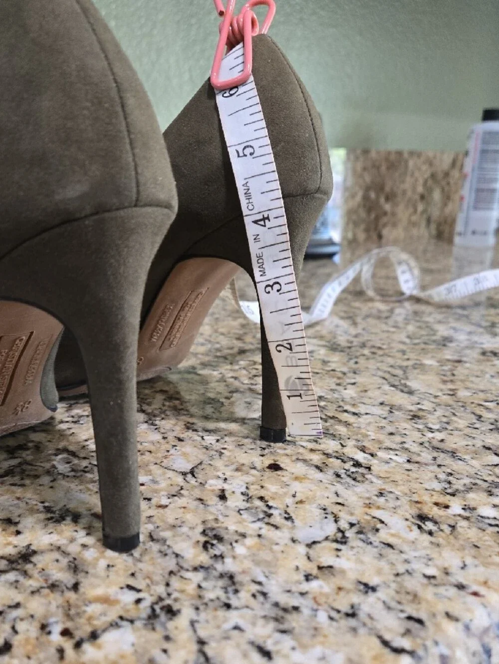 Christian Siriano Olive Suede Pointed-Toe Pumps